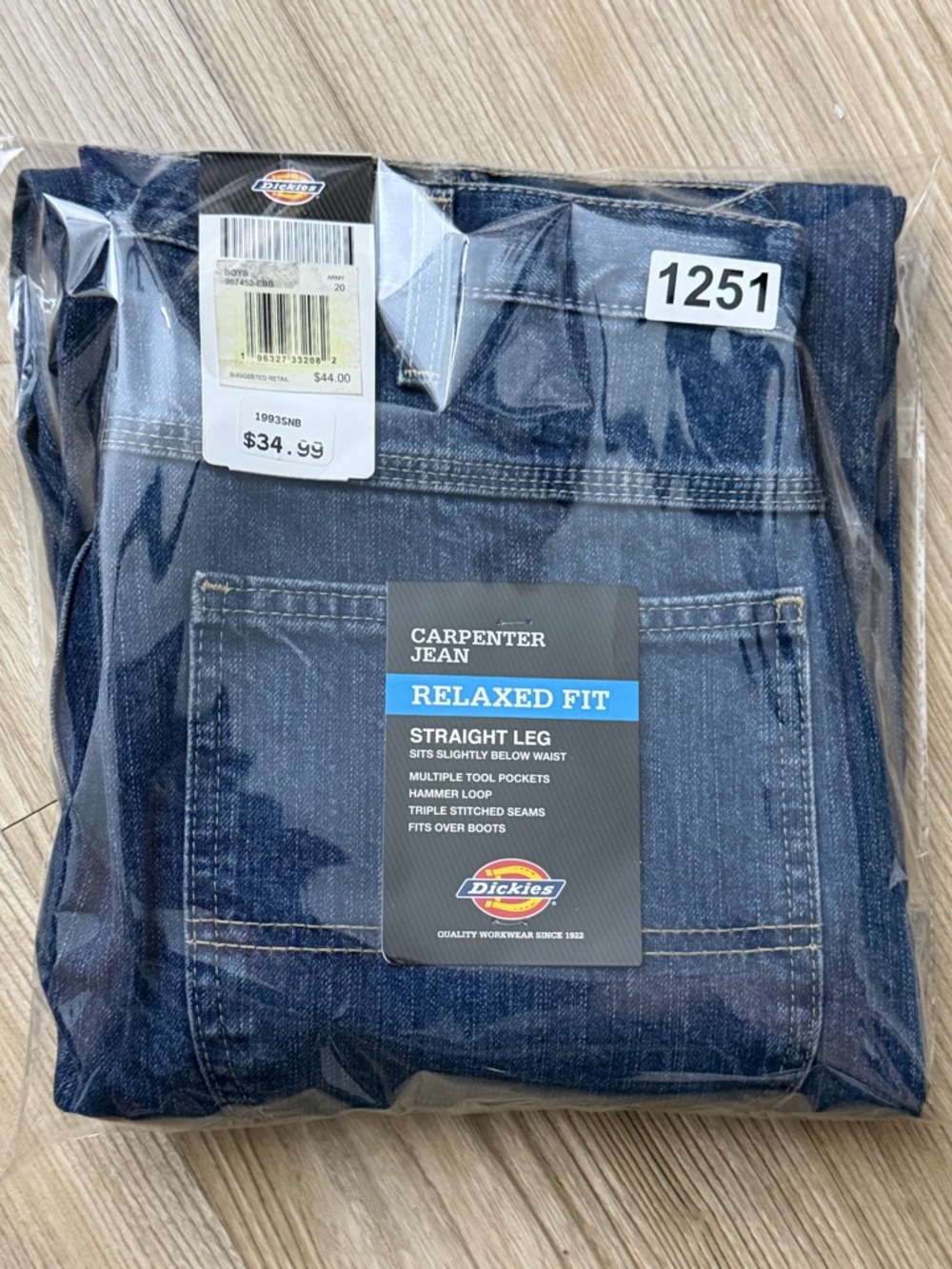 DICKIES RELAXED FIT CARPENTER JEANS - Blue - 32x30 - Picture 8 of 8